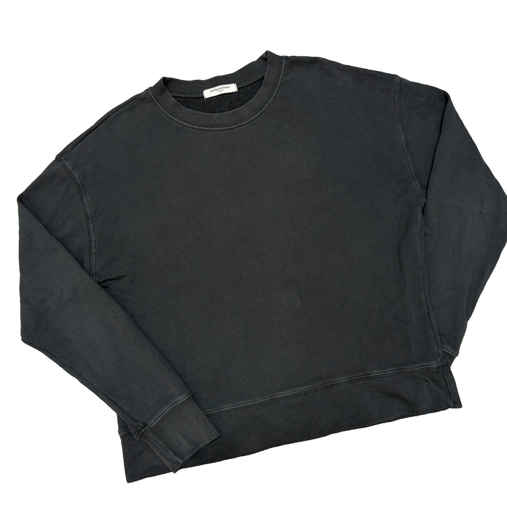 Perfect White Tee Tyler Crewneck Sweatshirt Women's Small French Terry Dark Gray